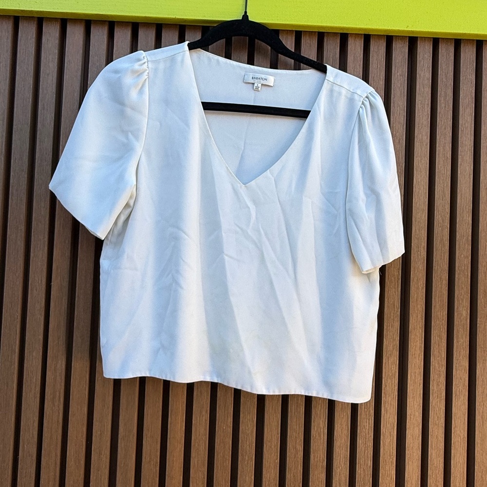 Babaton Cream V-Neck Blouse